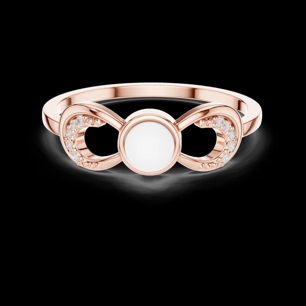 Classic Infinity Motif Bezel Accent Lab Grown Diamond Ring - Image 1 Classic Infinity Motif Bezel Accent Lab Grown Diamond Ring, view 1 of 6