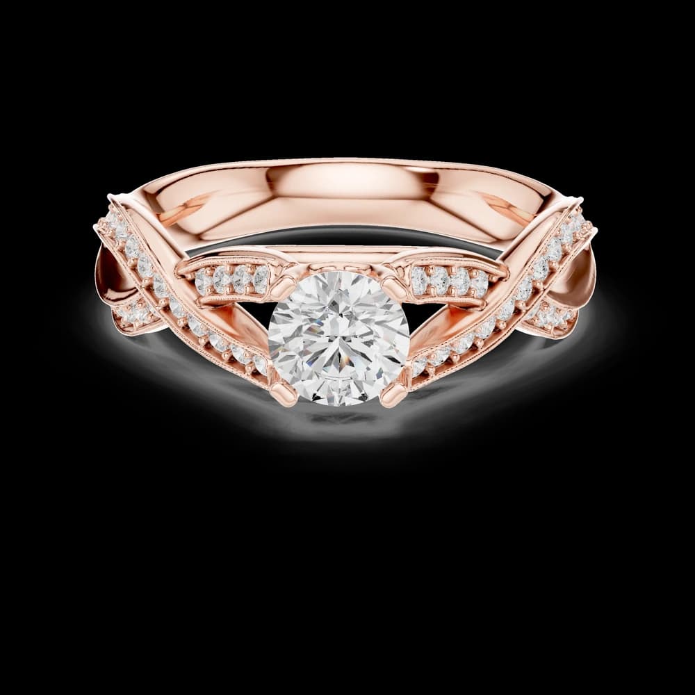 Round Crossover Pave Setting Lab grown diamond Ring design - Image 1 Round Crossover Pave Setting Lab grown diamond Ring design, view 1 of 6
