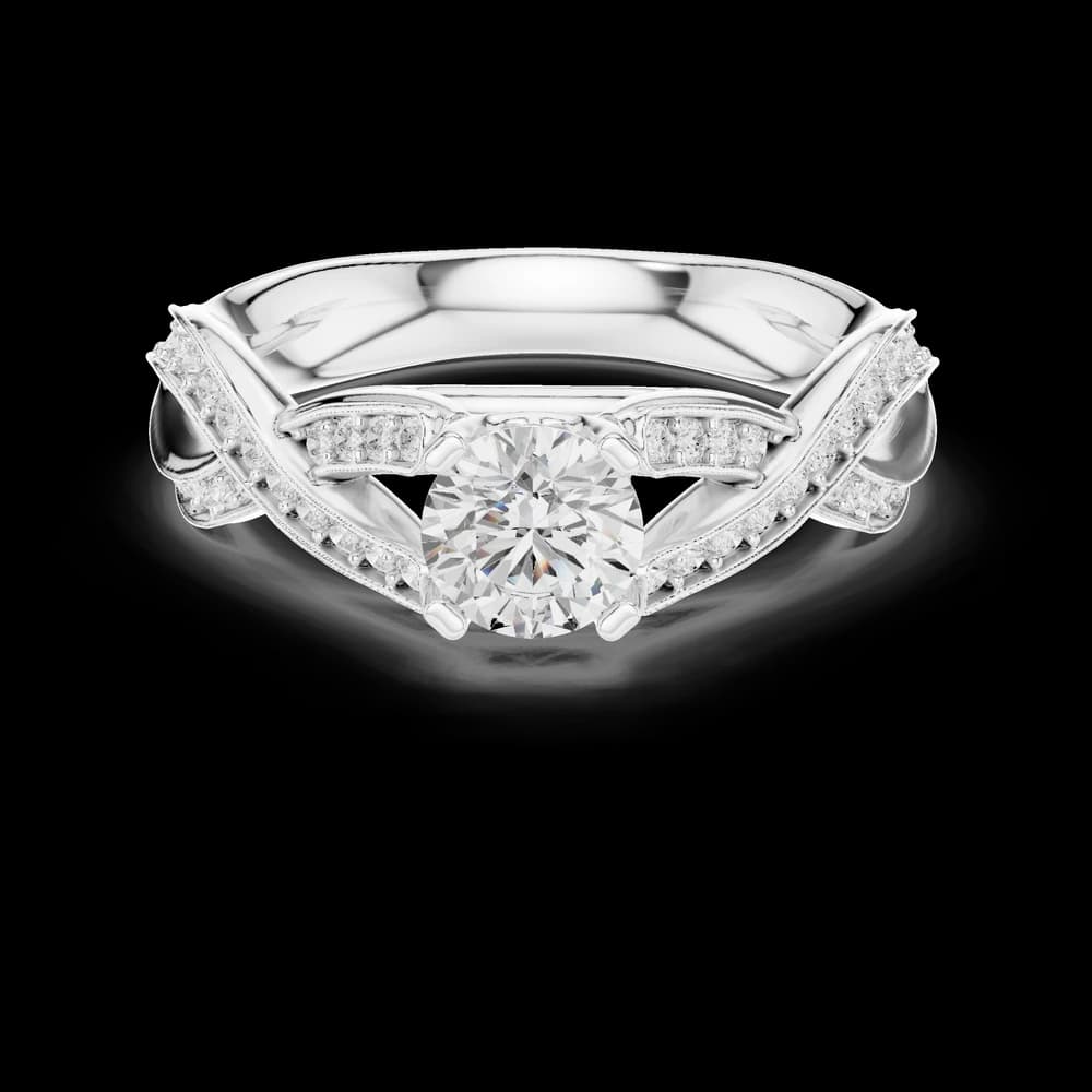 Round Crossover Pave Setting Lab grown diamond Ring design - Image 2 Round Crossover Pave Setting Lab grown diamond Ring design, view 2 of 6