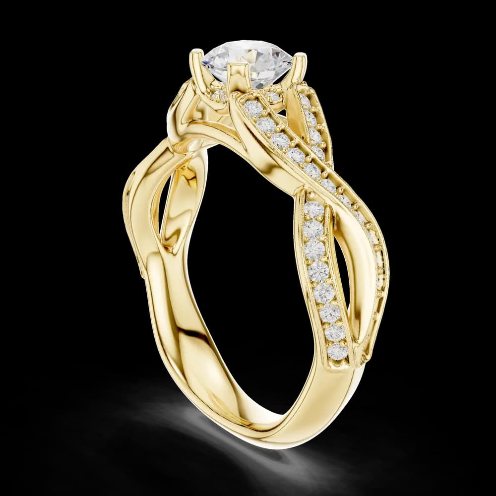 Round Crossover Pave Setting Lab grown diamond Ring design - Image 4 Round Crossover Pave Setting Lab grown diamond Ring design, view 4 of 6