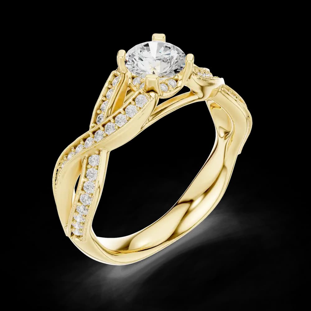 Round Crossover Pave Setting Lab grown diamond Ring design - Image 5 Round Crossover Pave Setting Lab grown diamond Ring design, view 5 of 6