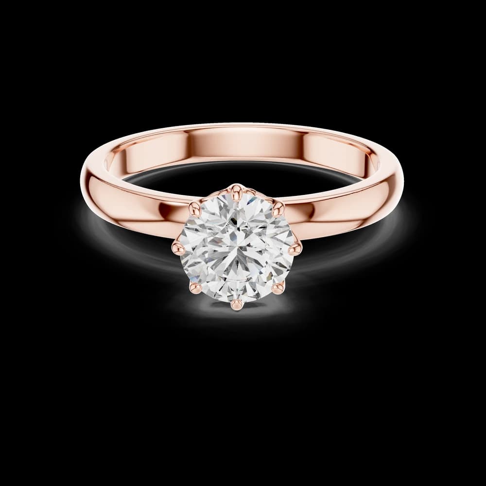 Round Solitaire Crown Setting Yellow Gold Ring - Image 1 Round Solitaire Crown Setting Yellow Gold Ring, view 1 of 3