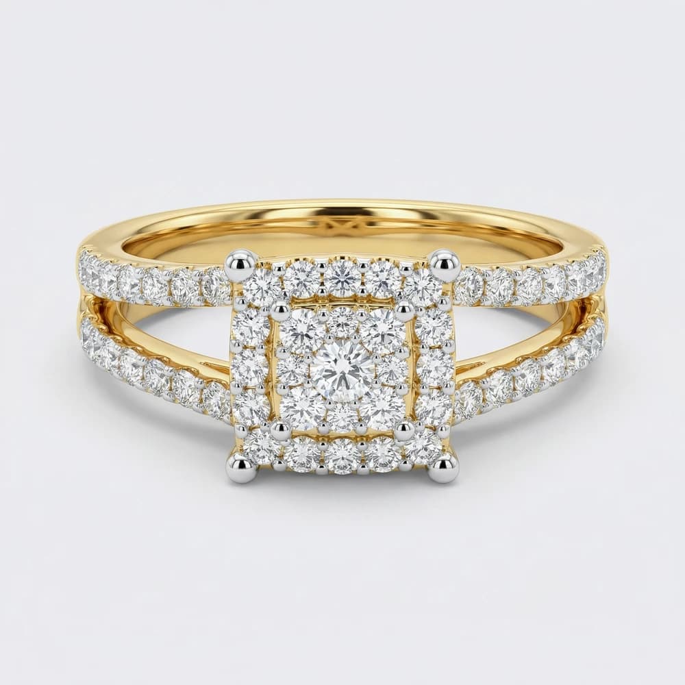 Square Halo Split Band Lab Grown Diamond Ring - Image 1 Square Halo Split Band Lab Grown Diamond Ring, view 1 of 1