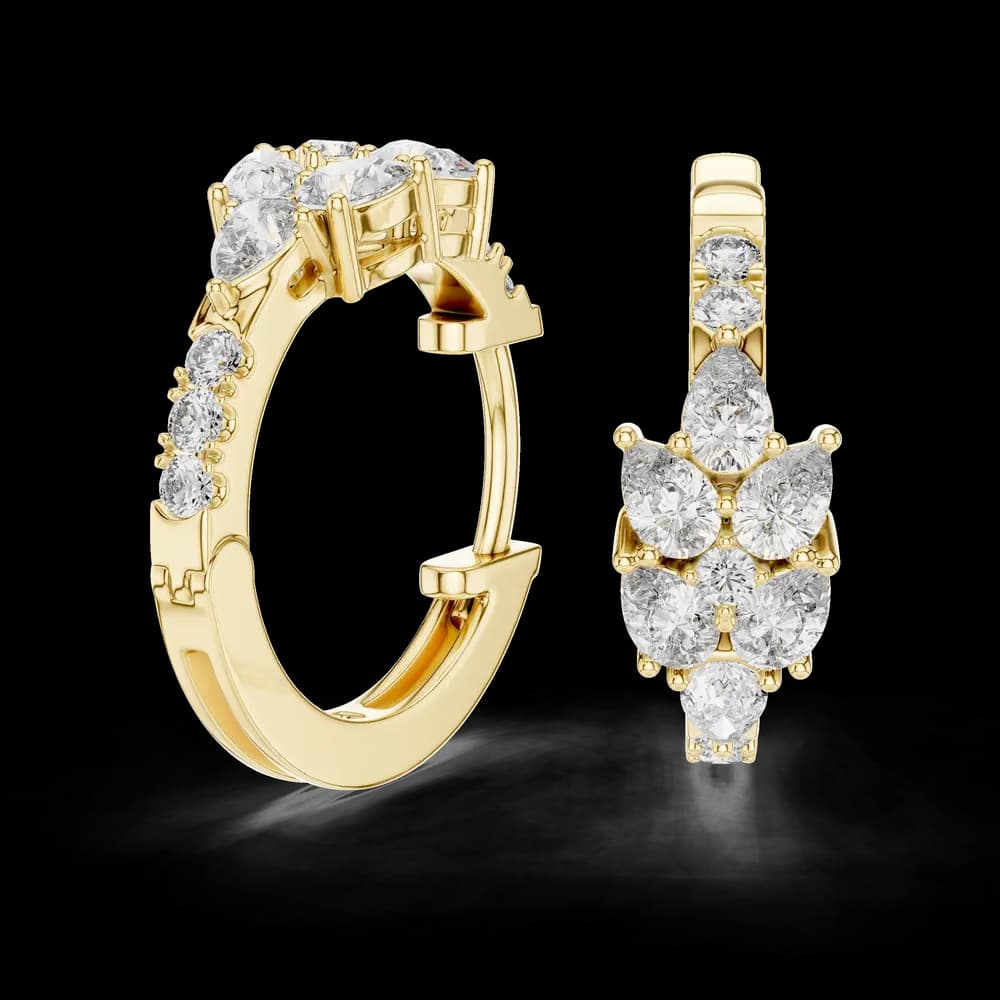 Glimmering Pave Halo Lab Grown Diamond Earrings - Image 2 Glimmering Pave Halo Lab Grown Diamond Earrings, view 2 of 4