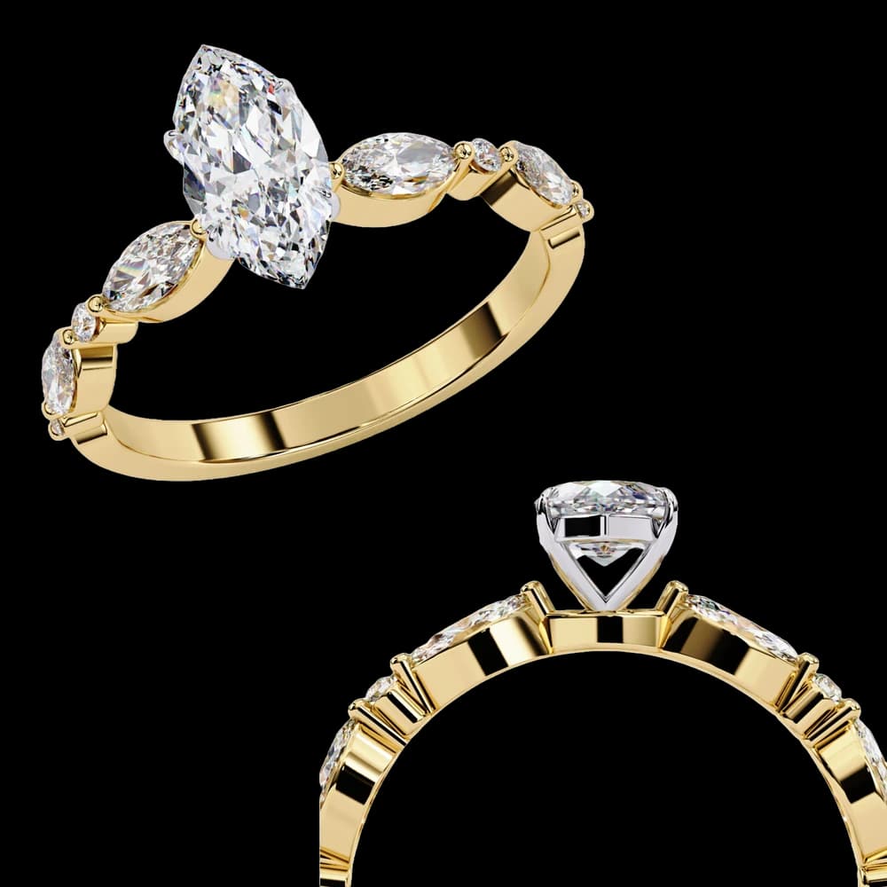 Glinting Petals Marquise Lab Grown Diamond Ring - Image 4 Glinting Petals Marquise Lab Grown Diamond Ring, view 4 of 4