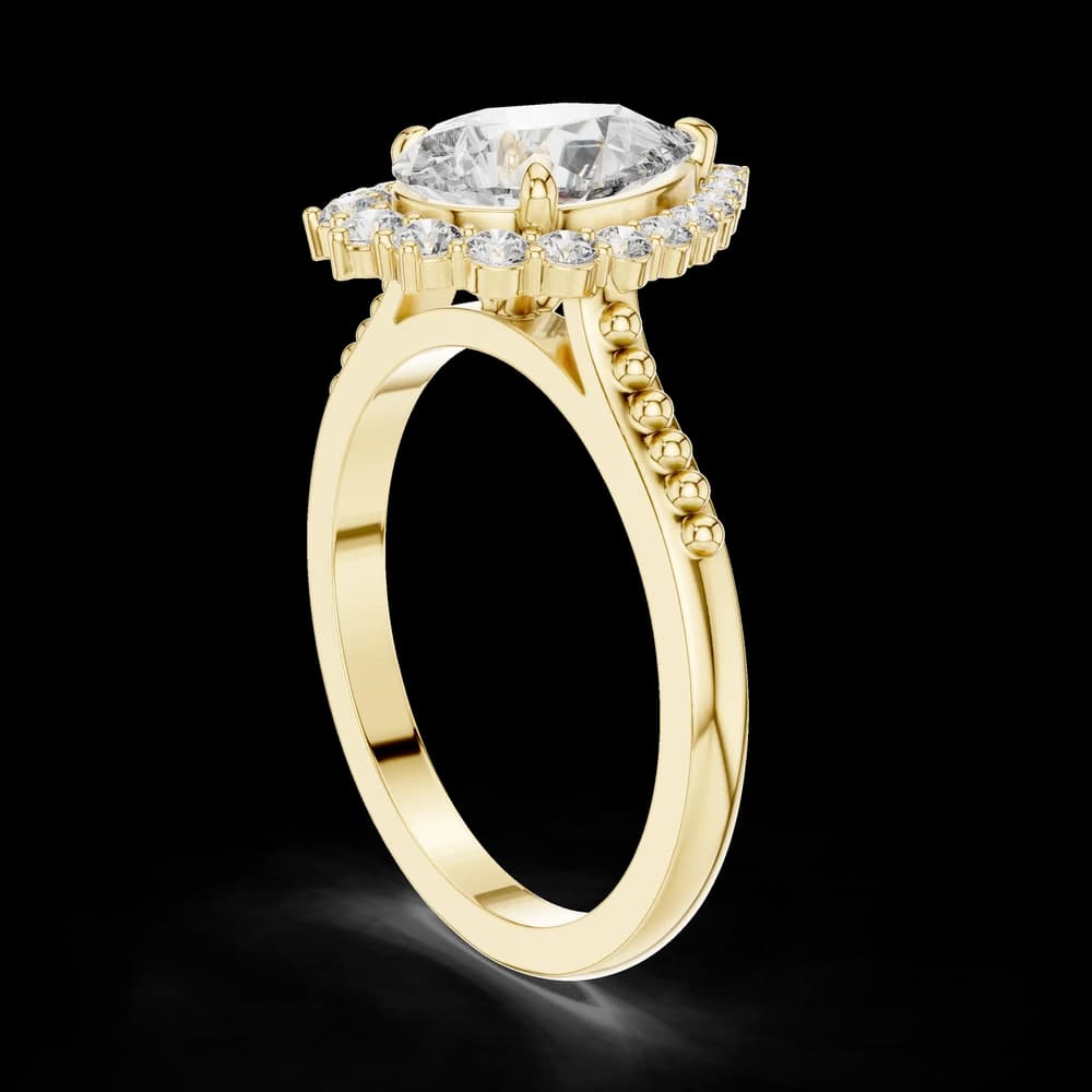 Pear Halo Beaded Band Lab Grown Diamond Ring - Image 4 Pear Halo Beaded Band Lab Grown Diamond Ring, view 4 of 6
