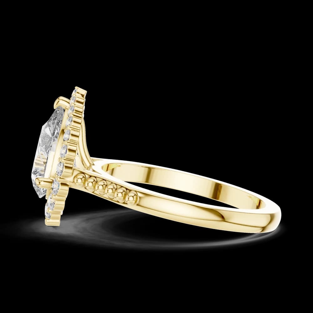 Pear Halo Beaded Band Lab Grown Diamond Ring - Image 6 Pear Halo Beaded Band Lab Grown Diamond Ring, view 6 of 6