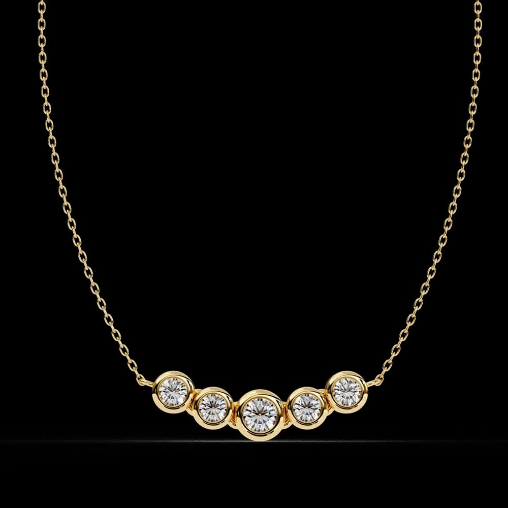 Gold Curved Lab Grown Diamond Bar Necklace - Image 1 Gold Curved Lab Grown Diamond Bar Necklace, view 1 of 23