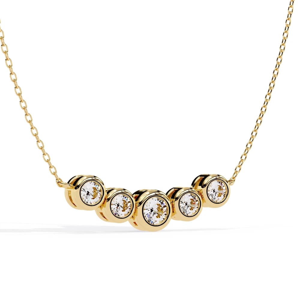 Gold Curved Lab Grown Diamond Bar Necklace - Image 10 Gold Curved Lab Grown Diamond Bar Necklace, view 10 of 23