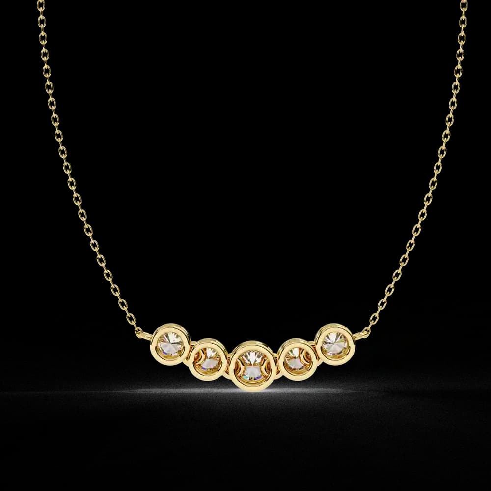 Gold Curved Lab Grown Diamond Bar Necklace - Image 11 Gold Curved Lab Grown Diamond Bar Necklace, view 11 of 23