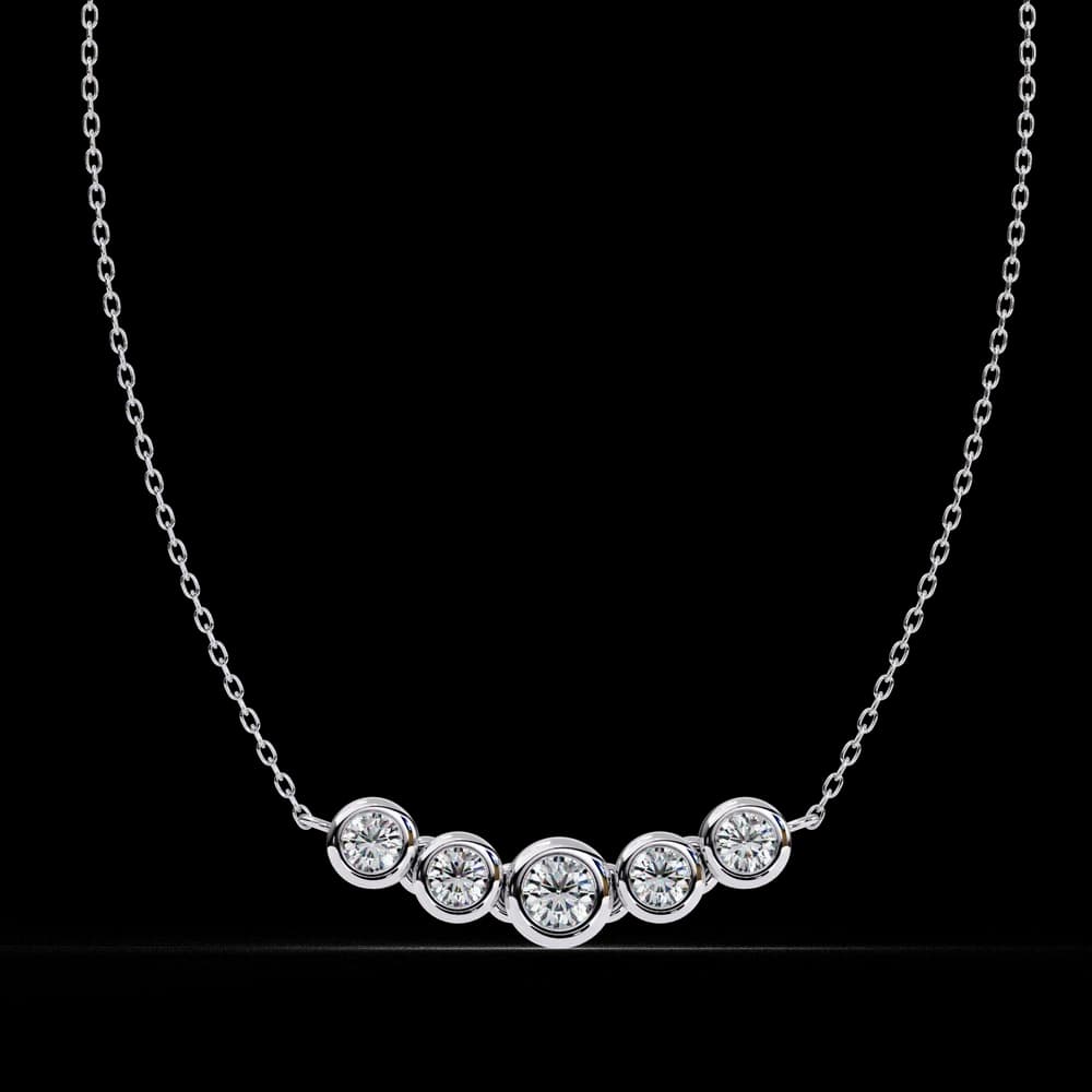Gold Curved Lab Grown Diamond Bar Necklace - Image 2 Gold Curved Lab Grown Diamond Bar Necklace, view 2 of 23
