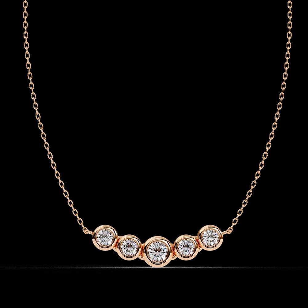 Gold Curved Lab Grown Diamond Bar Necklace - Image 3 Gold Curved Lab Grown Diamond Bar Necklace, view 3 of 23