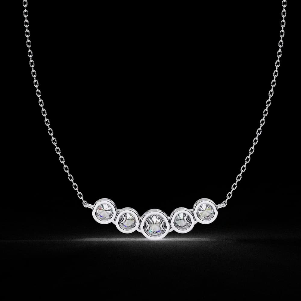 Gold Curved Lab Grown Diamond Bar Necklace - Image 7 Gold Curved Lab Grown Diamond Bar Necklace, view 7 of 23