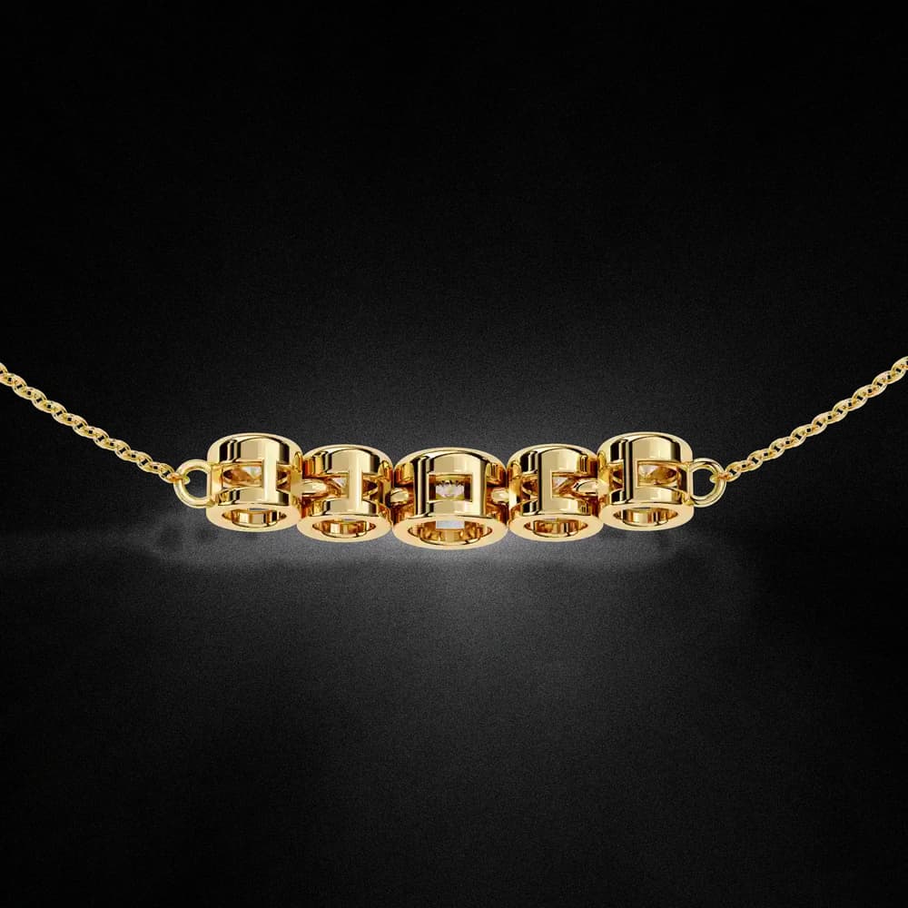 Gold Curved Lab Grown Diamond Bar Necklace - Image 9 Gold Curved Lab Grown Diamond Bar Necklace, view 9 of 23