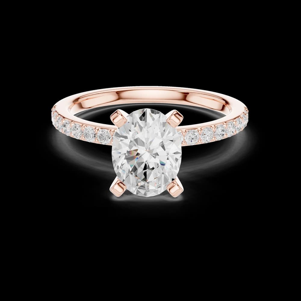 The Oval Radiance Pave Lab Grown Solitaire Ring - Image 3 The Oval Radiance Pave Lab Grown Solitaire Ring, view 3 of 8