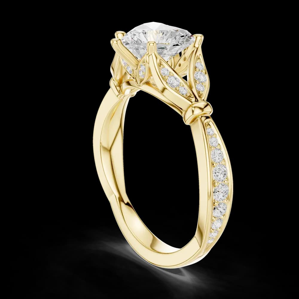 Heart Cut Intricate Leaf Detail Lab Grown Diamond Ring - Image 4 Heart Cut Intricate Leaf Detail Lab Grown Diamond Ring, view 4 of 6