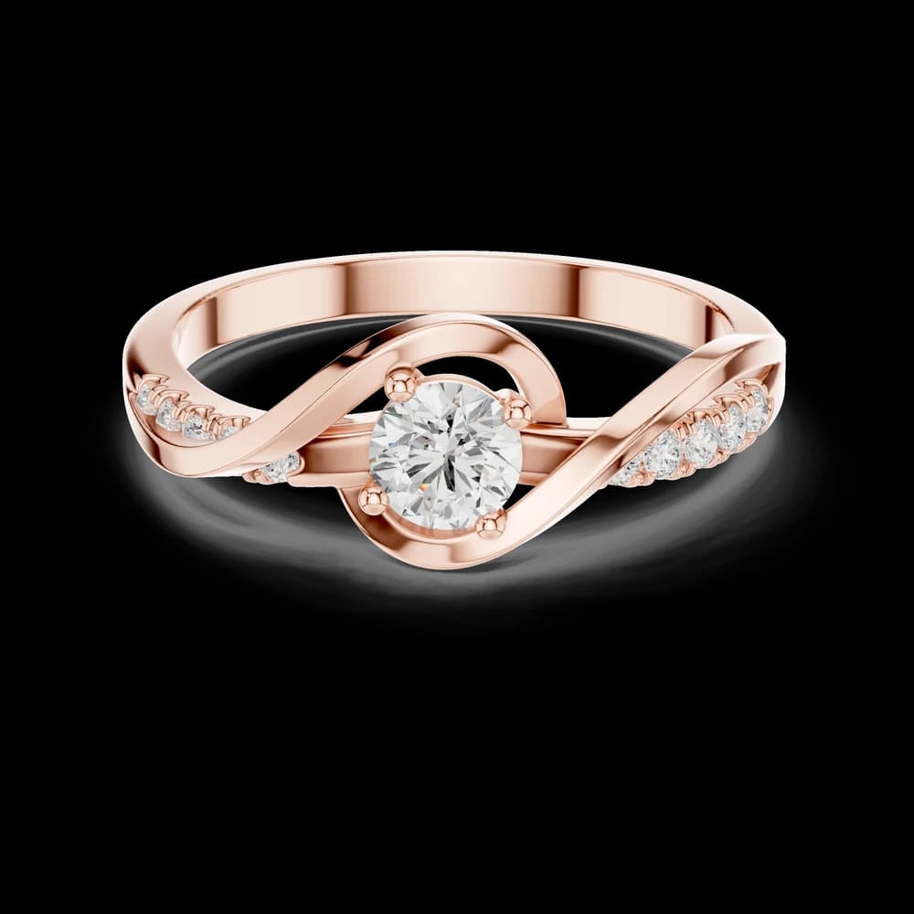 Swirl Pave Round Lab Grown Ring - Image 1 Swirl Pave Round Lab Grown Ring, view 1 of 6