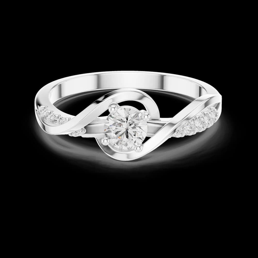 Swirl Pave Round Lab Grown Ring - Image 2 Swirl Pave Round Lab Grown Ring, view 2 of 6