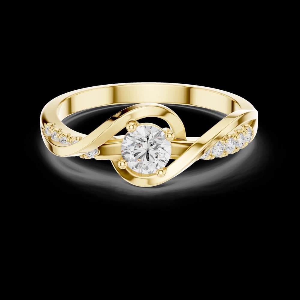 Swirl Pave Round Lab Grown Ring - Image 3 Swirl Pave Round Lab Grown Ring, view 3 of 6