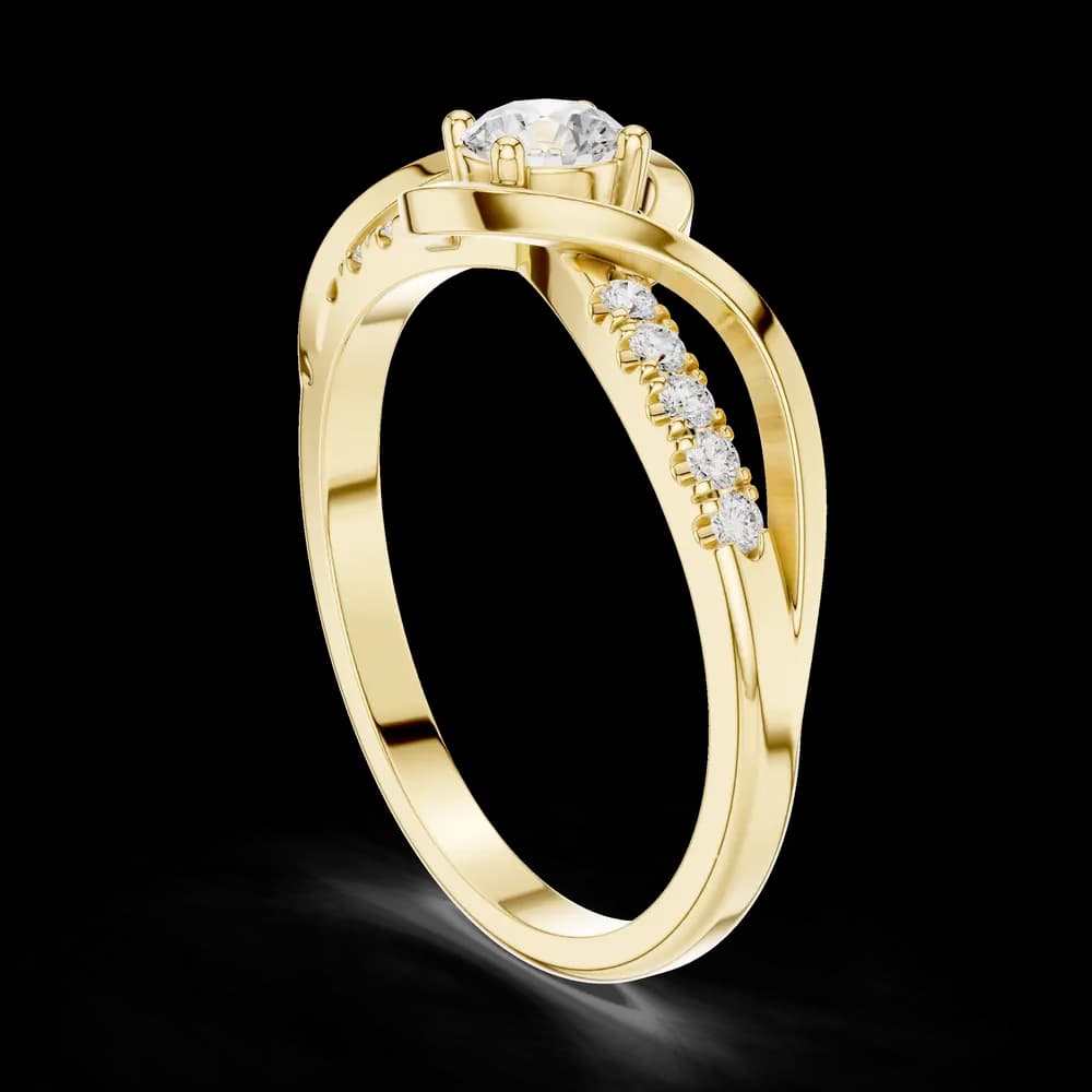 Swirl Pave Round Lab Grown Ring - Image 4 Swirl Pave Round Lab Grown Ring, view 4 of 6