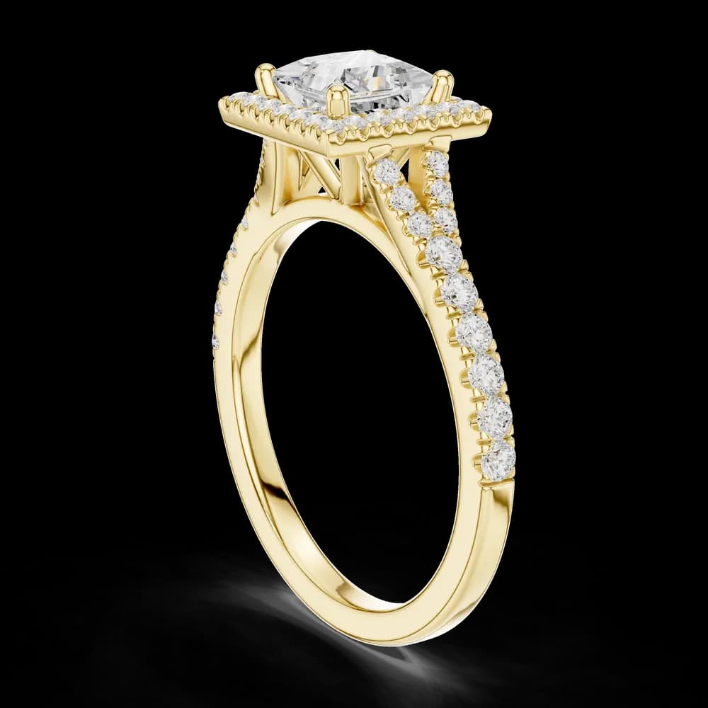 Princess Halo Pavé Split Band Lab Grown Diamond Ring - Image 4 Princess Halo Pavé Split Band Lab Grown Diamond Ring, view 4 of 6