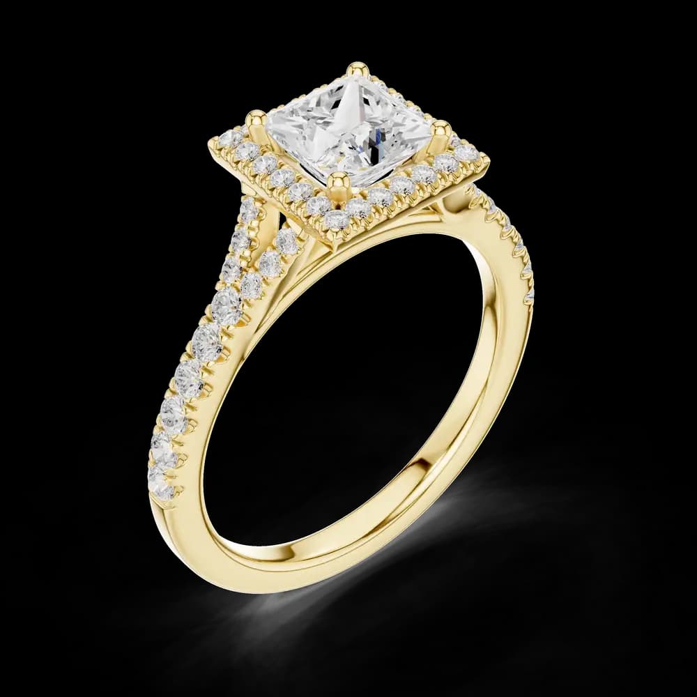 Princess Halo Pavé Split Band Lab Grown Diamond Ring - Image 5 Princess Halo Pavé Split Band Lab Grown Diamond Ring, view 5 of 6