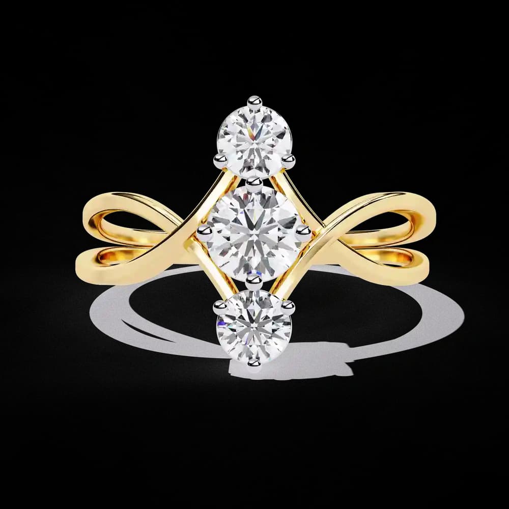 Golden Embrace Lab Grown Diamond Three-Stone Ring - Image 2 Golden Embrace Lab Grown Diamond Three-Stone Ring, view 2 of 4