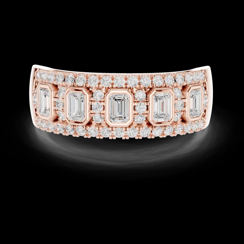 Wide Bezel Emerald Cut Diamond Statement Ring - Image 1 Wide Bezel Emerald Cut Diamond Statement Ring, view 1 of 6