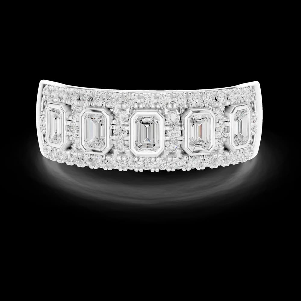 Wide Bezel Emerald Cut Diamond Statement Ring - Image 2 Wide Bezel Emerald Cut Diamond Statement Ring, view 2 of 6