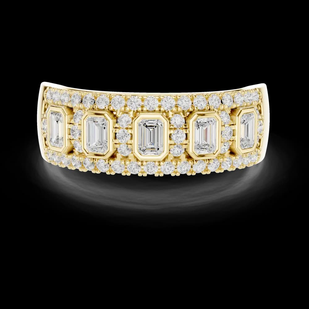 Wide Bezel Emerald Cut Diamond Statement Ring - Image 3 Wide Bezel Emerald Cut Diamond Statement Ring, view 3 of 6