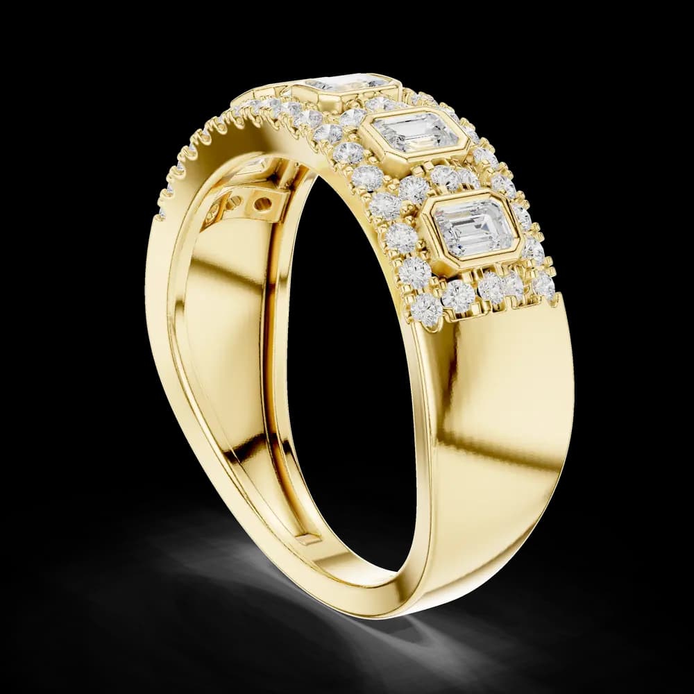 Wide Bezel Emerald Cut Diamond Statement Ring - Image 4 Wide Bezel Emerald Cut Diamond Statement Ring, view 4 of 6