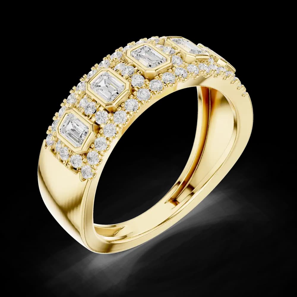 Wide Bezel Emerald Cut Diamond Statement Ring - Image 5 Wide Bezel Emerald Cut Diamond Statement Ring, view 5 of 6