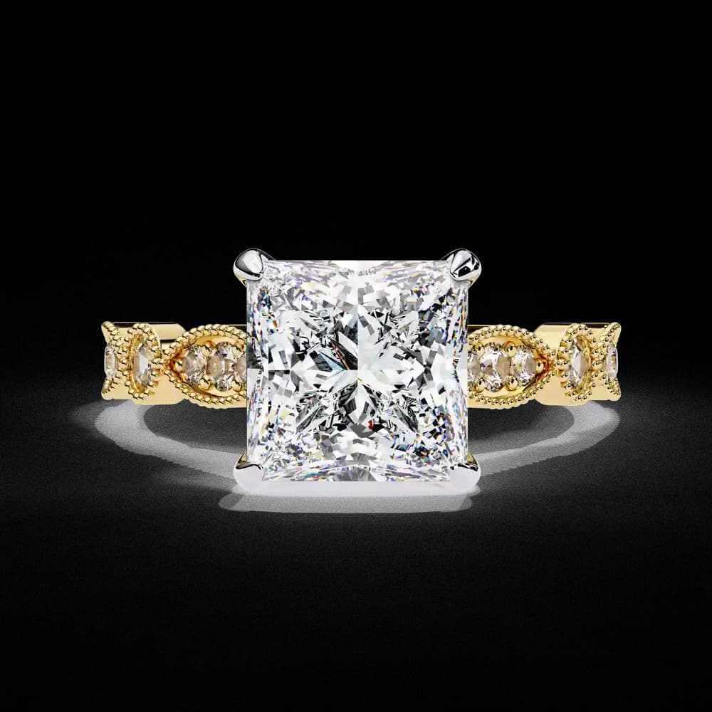 Golden Lattice Princess Lab Grown Diamond Ring - Image 1 Golden Lattice Princess Lab Grown Diamond Ring, view 1 of 14