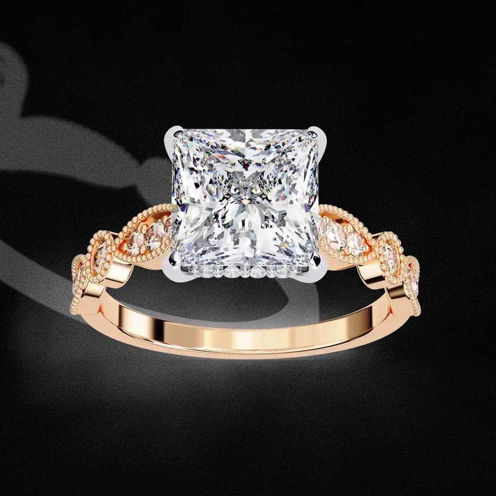 Golden Lattice Princess Lab Grown Diamond Ring - Image 11 Golden Lattice Princess Lab Grown Diamond Ring, view 11 of 14