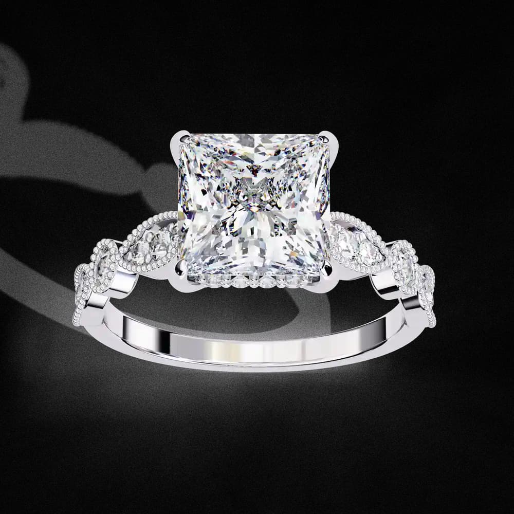 Golden Lattice Princess Lab Grown Diamond Ring - Image 12 Golden Lattice Princess Lab Grown Diamond Ring, view 12 of 14