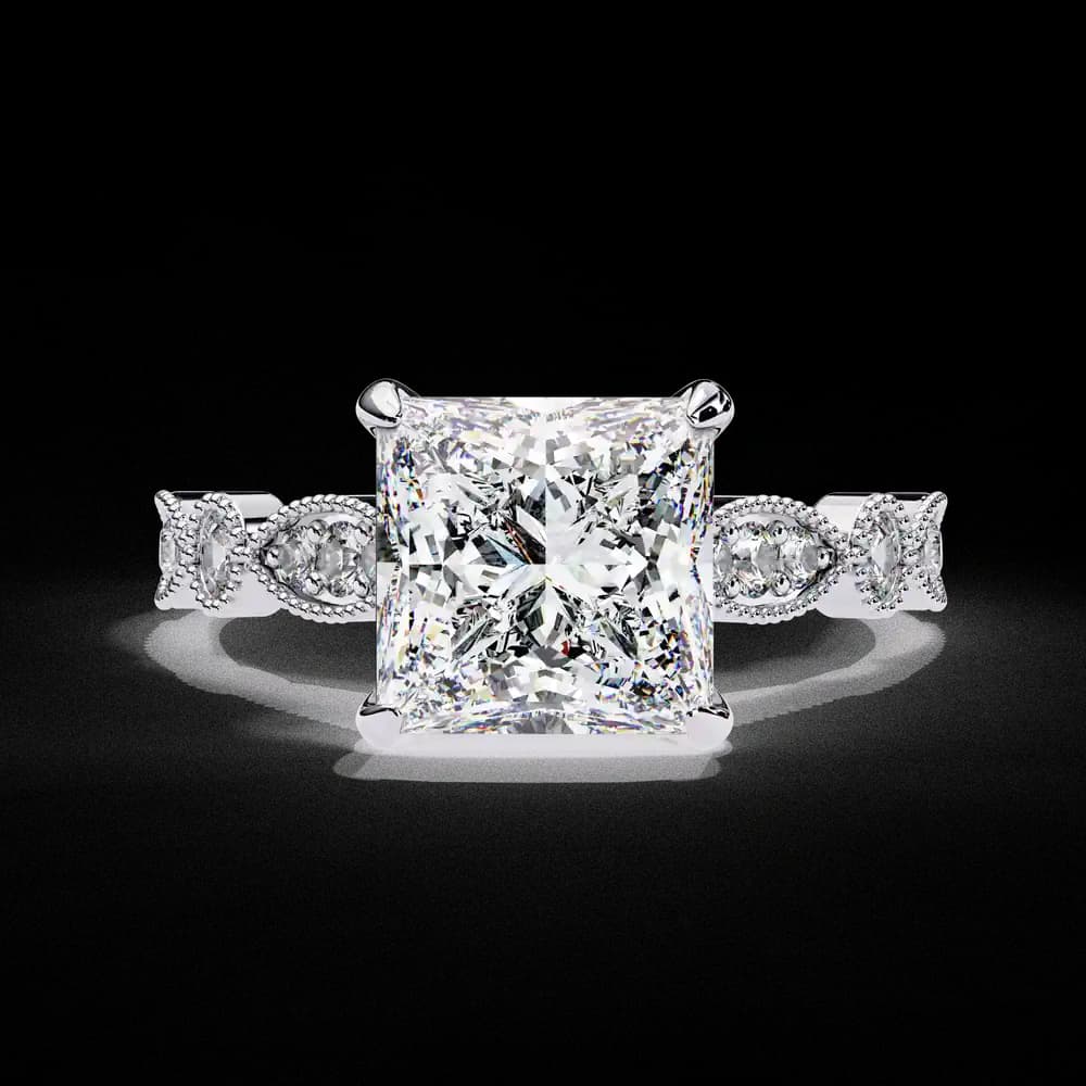 Golden Lattice Princess Lab Grown Diamond Ring - Image 3 Golden Lattice Princess Lab Grown Diamond Ring, view 3 of 14