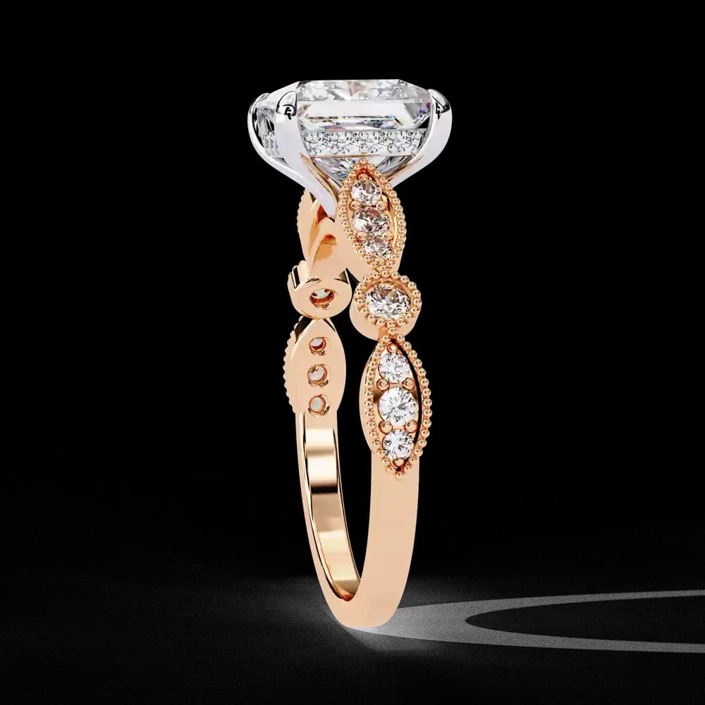 Golden Lattice Princess Lab Grown Diamond Ring - Image 4 Golden Lattice Princess Lab Grown Diamond Ring, view 4 of 14
