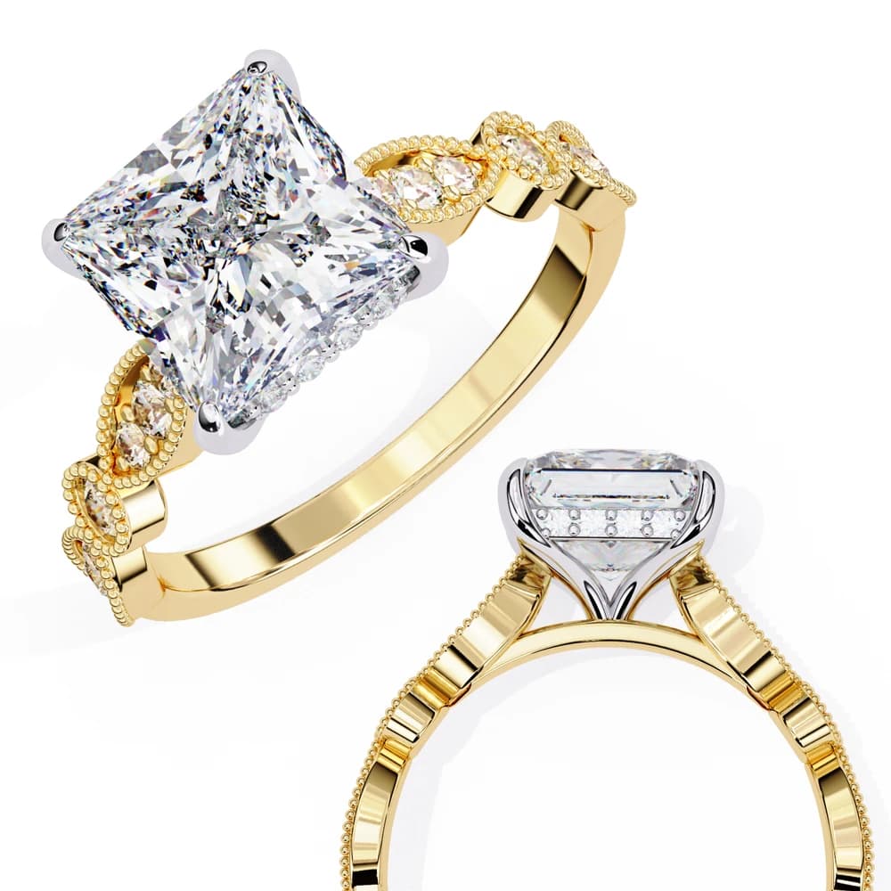 Golden Lattice Princess Lab Grown Diamond Ring - Image 6 Golden Lattice Princess Lab Grown Diamond Ring, view 6 of 14