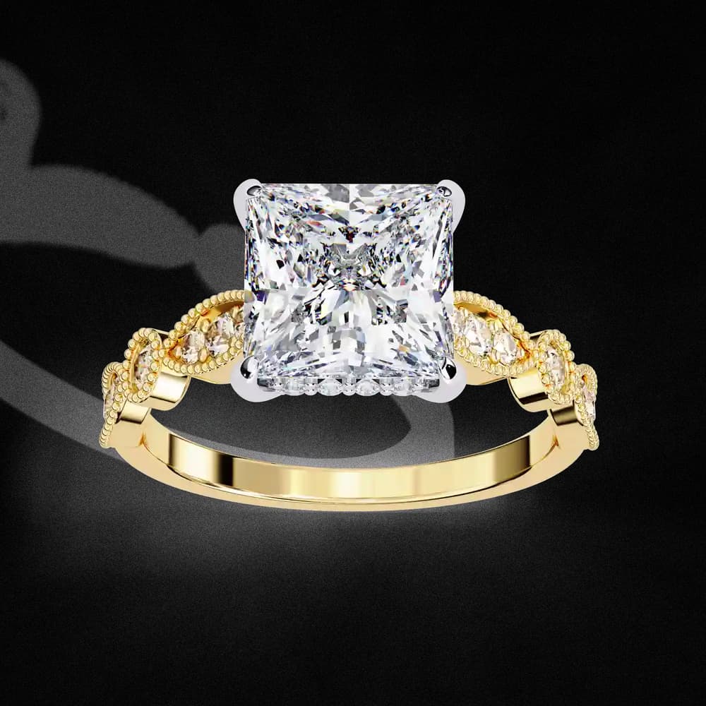 Golden Lattice Princess Lab Grown Diamond Ring - Image 8 Golden Lattice Princess Lab Grown Diamond Ring, view 8 of 14