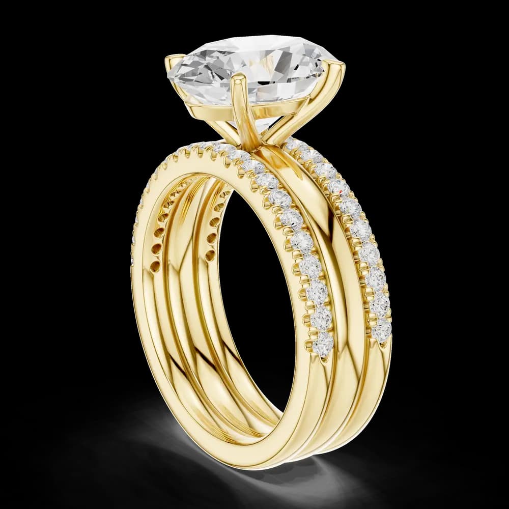 Wide Triple Band Oval Lab Grown Diamond Ring - Image 4 Wide Triple Band Oval Lab Grown Diamond Ring, view 4 of 6