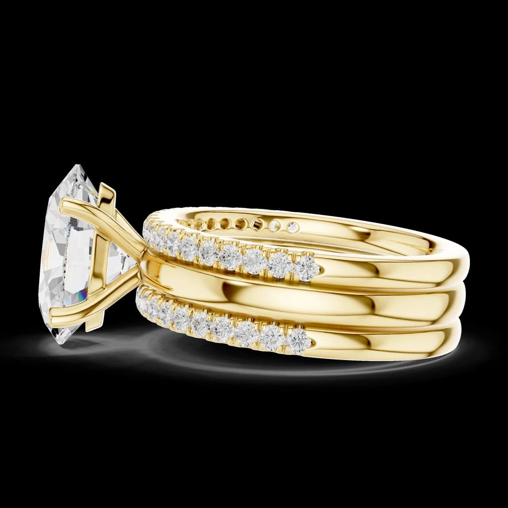 Wide Triple Band Oval Lab Grown Diamond Ring - Image 6 Wide Triple Band Oval Lab Grown Diamond Ring, view 6 of 6