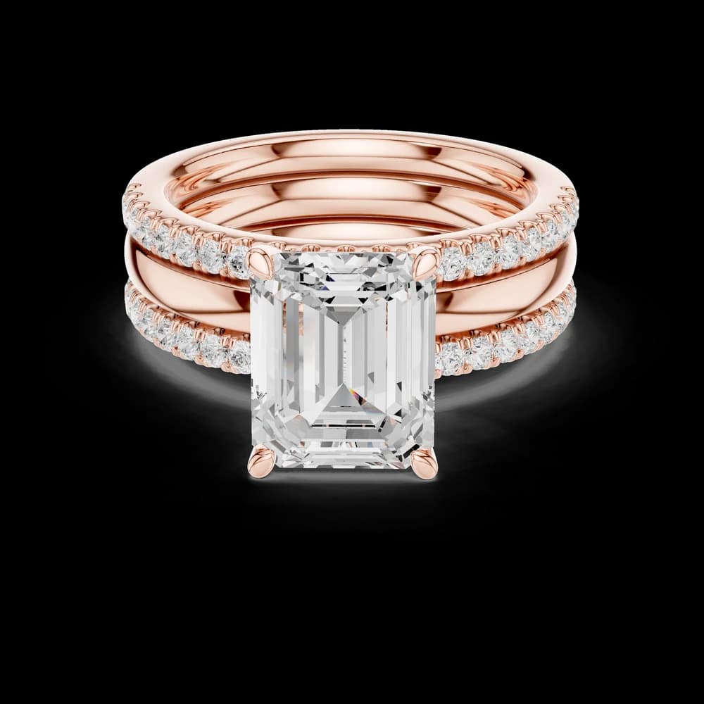 Luxurious Emerald Cut Engagement Wedding Set Lab Grown Diamond Ring - Image 1 Luxurious Emerald Cut Engagement Wedding Set Lab Grown Diamond Ring, view 1 of 6