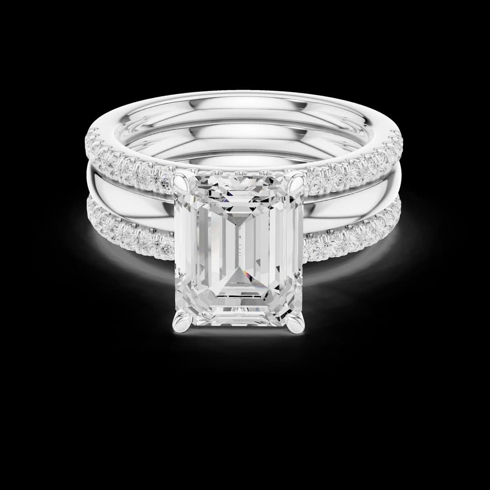 Luxurious Emerald Cut Engagement Wedding Set Lab Grown Diamond Ring - Image 2 Luxurious Emerald Cut Engagement Wedding Set Lab Grown Diamond Ring, view 2 of 6