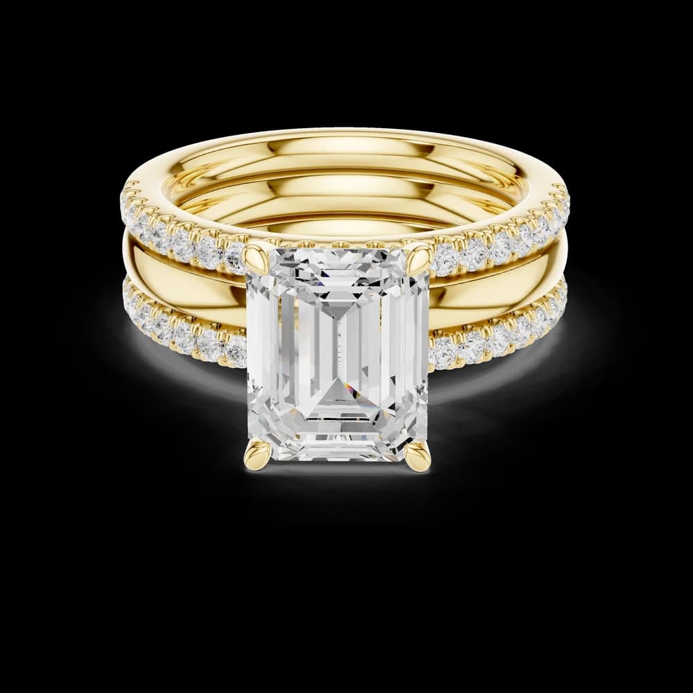 Luxurious Emerald Cut Engagement Wedding Set Lab Grown Diamond Ring - Image 3 Luxurious Emerald Cut Engagement Wedding Set Lab Grown Diamond Ring, view 3 of 6