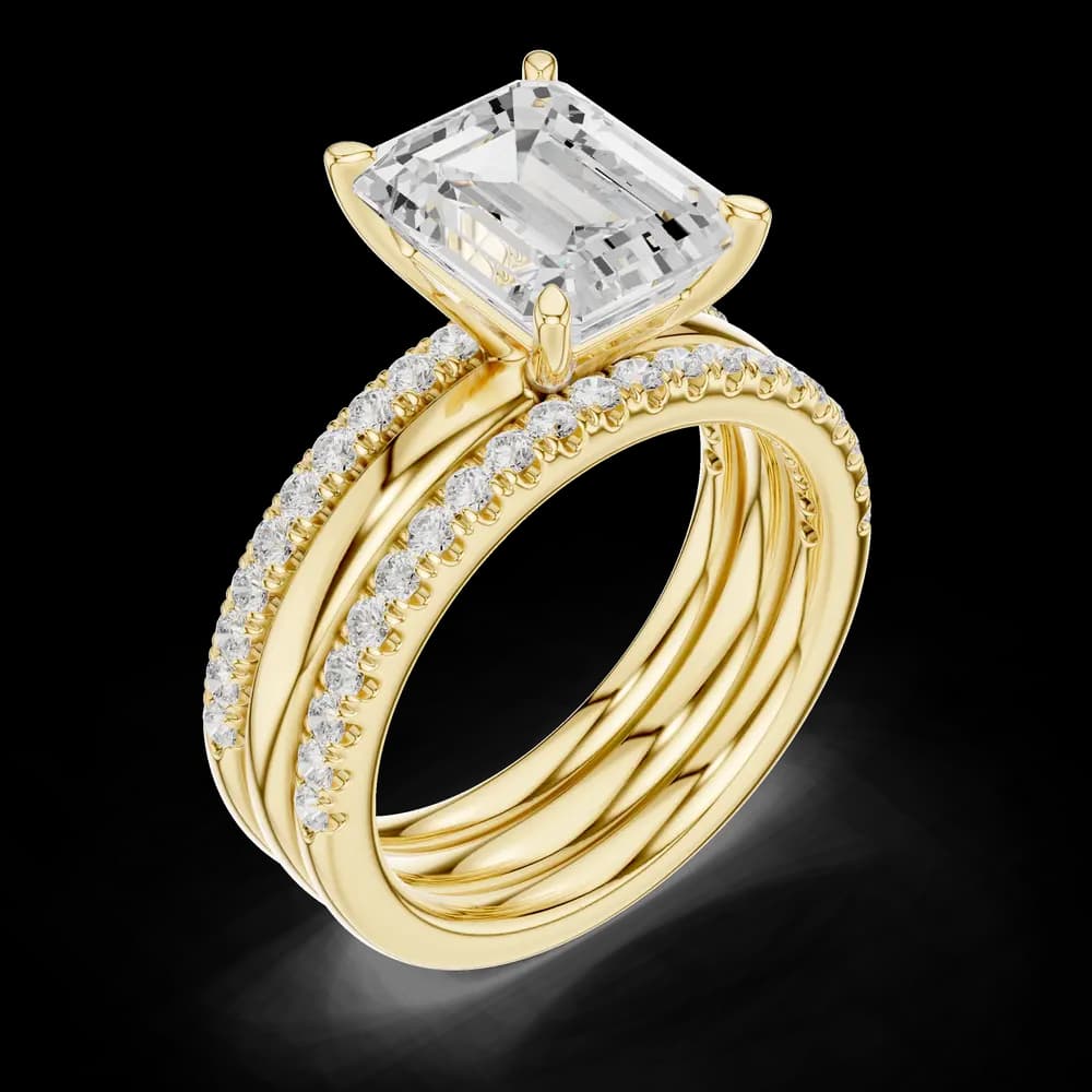 Luxurious Emerald Cut Engagement Wedding Set Lab Grown Diamond Ring - Image 5 Luxurious Emerald Cut Engagement Wedding Set Lab Grown Diamond Ring, view 5 of 6