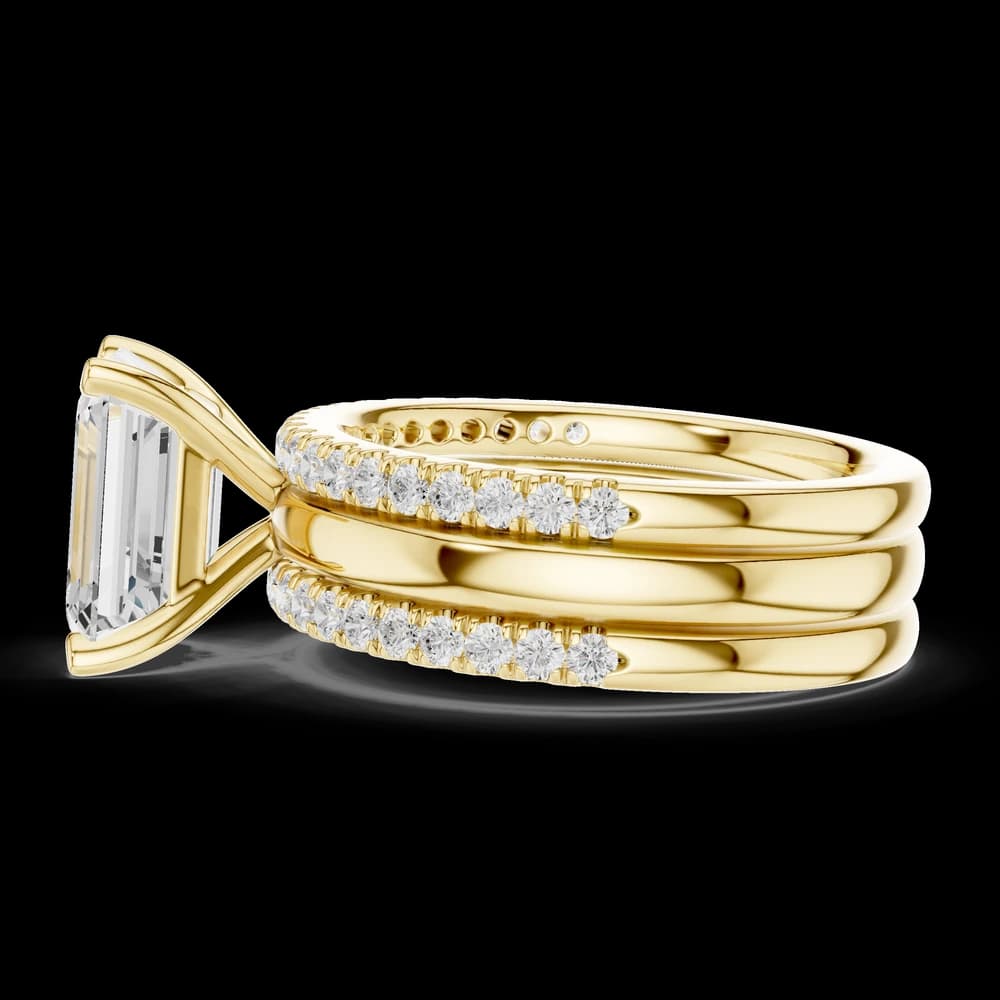 Luxurious Emerald Cut Engagement Wedding Set Lab Grown Diamond Ring - Image 6 Luxurious Emerald Cut Engagement Wedding Set Lab Grown Diamond Ring, view 6 of 6