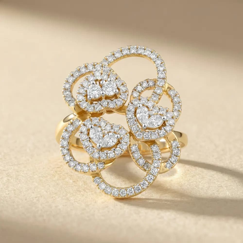 Abstract Loop Cluster Lab Grown Diamond Ring - Image 2 Abstract Loop Cluster Lab Grown Diamond Ring, view 2 of 4