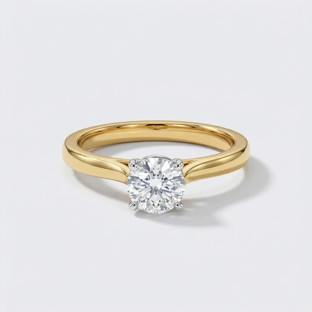 Minimal Round Solitaire Lab Grown Diamond Ring - Image 1 Minimal Round Solitaire Lab Grown Diamond Ring, view 1 of 6