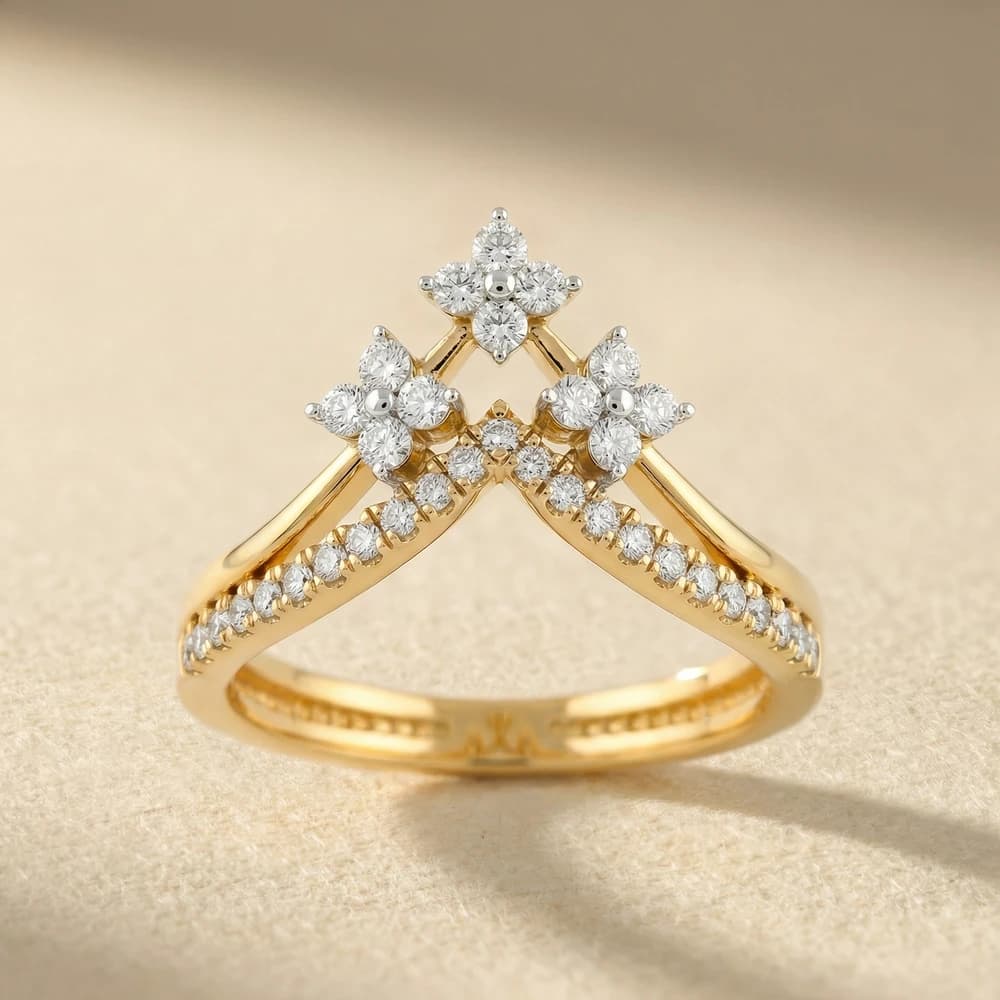 Double Band Crown Cluster Lab Grown Diamond Ring - Image 2 Double Band Crown Cluster Lab Grown Diamond Ring, view 2 of 3
