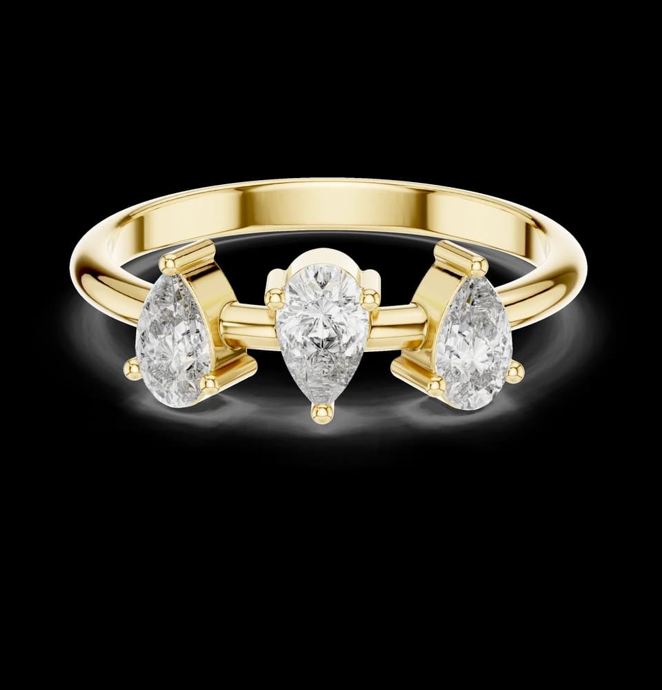 Alternating Three Pear Lab Grown Diamond Ring - Image 3 Alternating Three Pear Lab Grown Diamond Ring, view 3 of 6